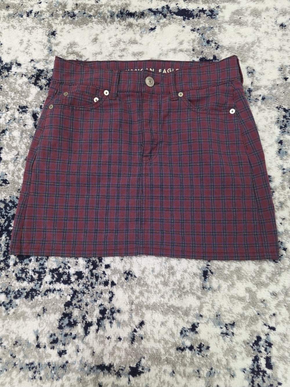 American Eagle Outfitters Burgundy Plaid Mini Skirt